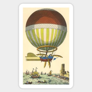 Vintage Science Fiction Steampunk Hot Air Balloon Sticker